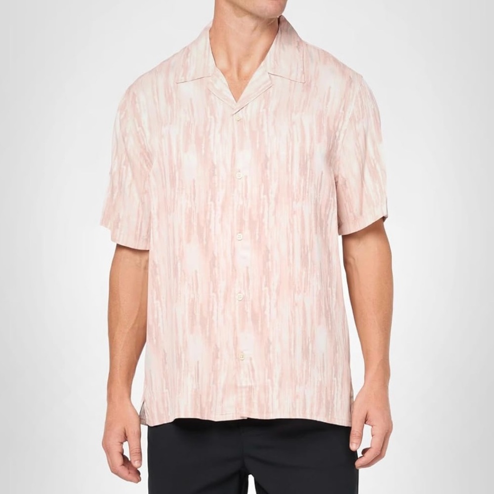 John Varvatos Light Pink Patterned Short Sleeve Shirt